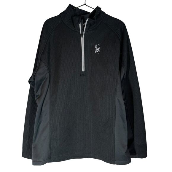 Spyder Men's Half Zip Fleece Pullover Black XL Fall Winter Outdoor Hike Camp - Picture 1 of 5
